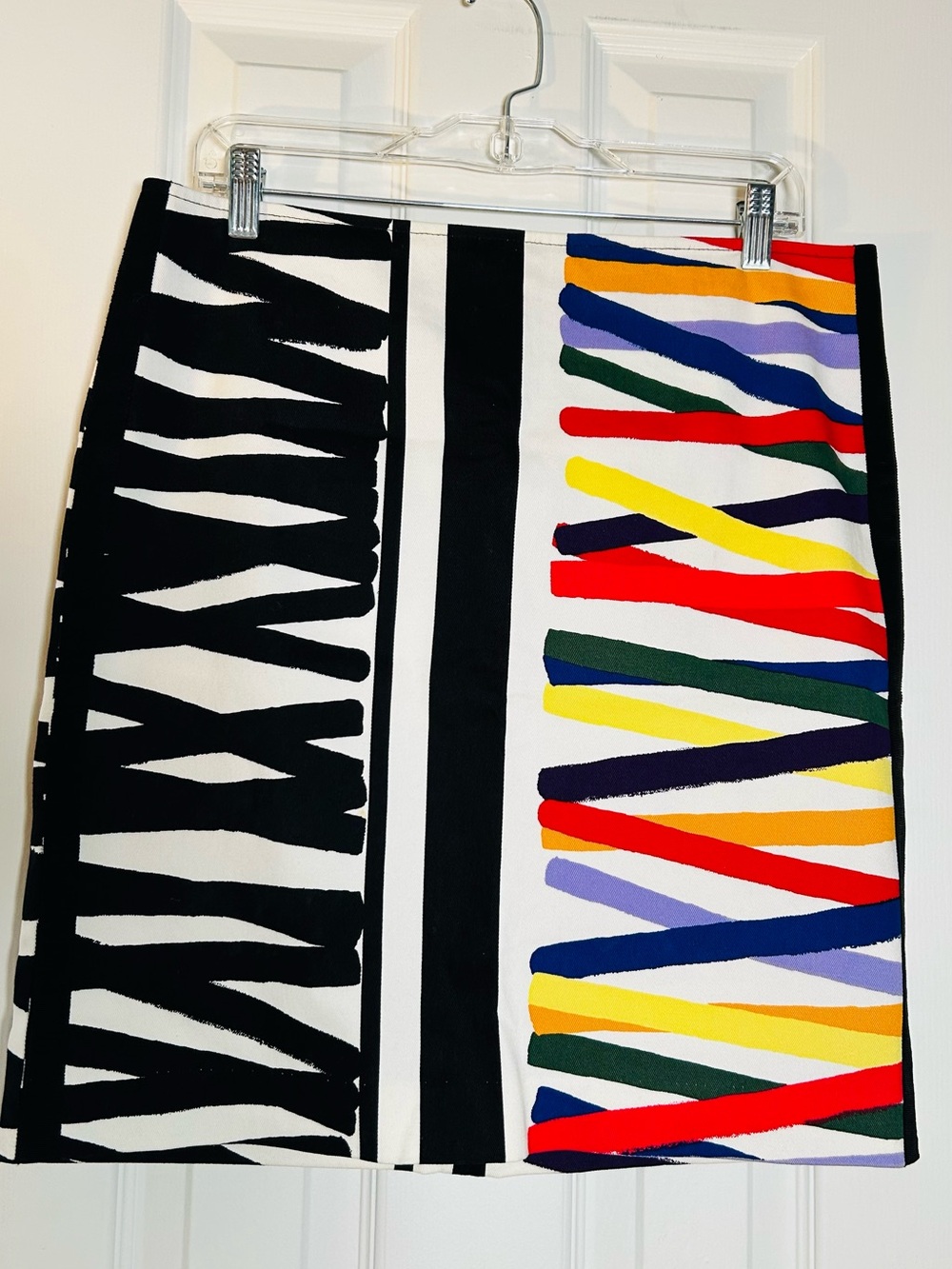 Worth Black & White Zebra Stripe Mini Skirt with Multicolor Accent